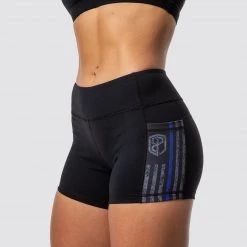 Born Primitive First Responder Rise & Grind Booty Shorts (Thin Blue Line Gunmetal)