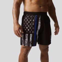 Born Primitive Training Shorts (Thin Blue Line) Patriotic