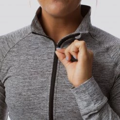 Born Primitive Female Zip Neck Athleisure Long Sleeve (Heather Grey) Long Sleeves