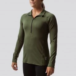 Born Primitive Female Zip Neck Athleisure Long Sleeve (Tactical Green)