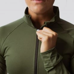Born Primitive Female Zip Neck Athleisure Long Sleeve (Tactical Green)