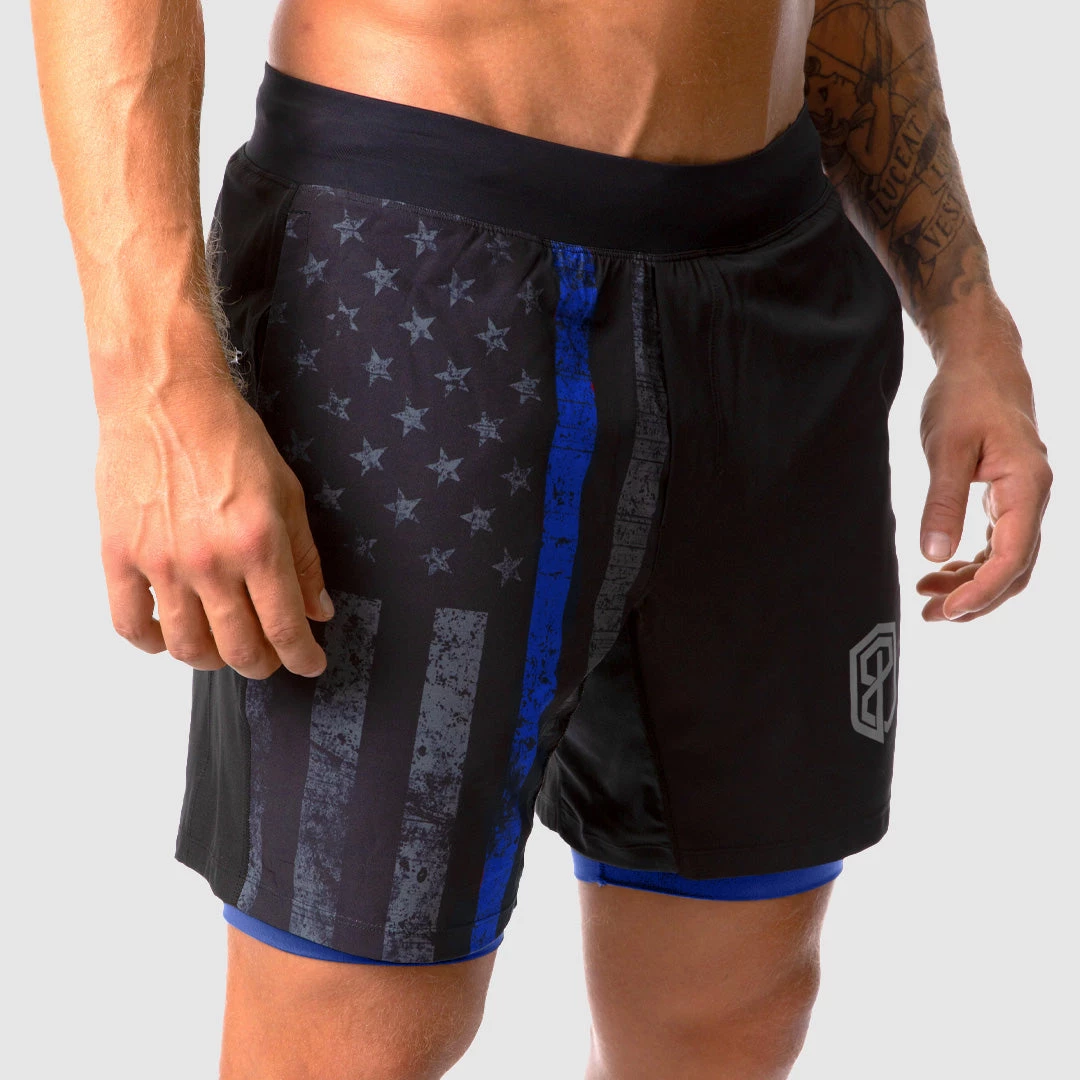 Born Primitive FIrst Responder The Versatile Short W/ Compression (Thin Blue Line Gunmetal W/ Royal Compression Liner) 3 Born Primitive FIrst Responder The Versatile Short W/ Compression (Thin Blue Line Gunmetal W/ Royal Compression Liner)