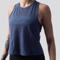 Born Primitive Tops Brand Calligraphy Elevate Crop (Heather Navy)