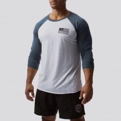 Born Primitive Patriotic American Protector 2.0 Unisex Raglan (Heather White/ Indigo) 9 Born Primitive Patriotic American Protector 2.0 Unisex Raglan (Heather White/ Indigo)