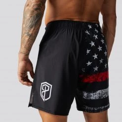 Born Primitive Patriotic American Defender Shorts 3.0 Velcro Closure (Thin Red Line)