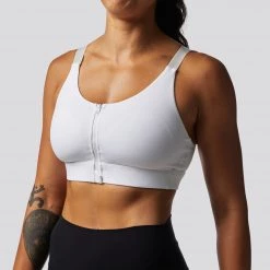 Born Primitive The Zip Front Sports Bra (White) Clearance Vault