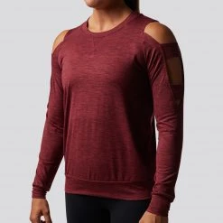 Born Primitive Cold Shoulder Long-Sleeve (Maroon) Tops