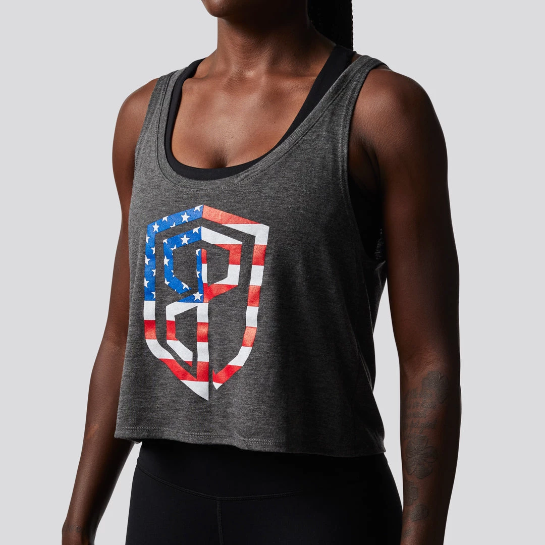 Born Primitive Tops USA Flowy Crop Tank (Grey) 3 Born Primitive Tops USA Flowy Crop Tank (Grey)