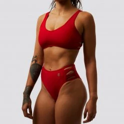 Born Primitive Ripple Bikini Top (Bright Red) Clearance Vault