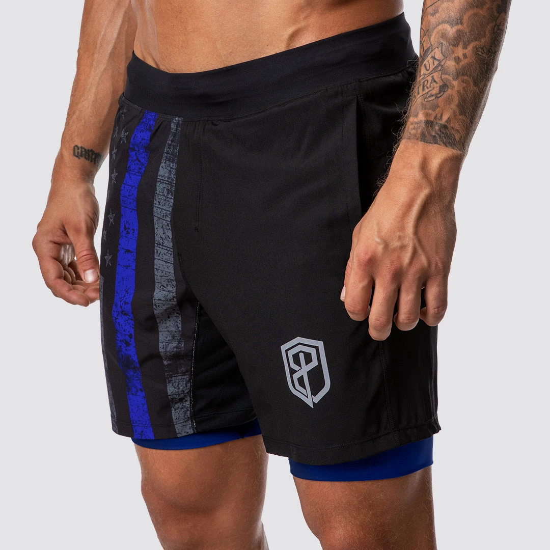 Born Primitive FIrst Responder The Versatile Short W/ Compression (Thin Blue Line Gunmetal W/ Royal Compression Liner) 6 Born Primitive FIrst Responder The Versatile Short W/ Compression (Thin Blue Line Gunmetal W/ Royal Compression Liner)