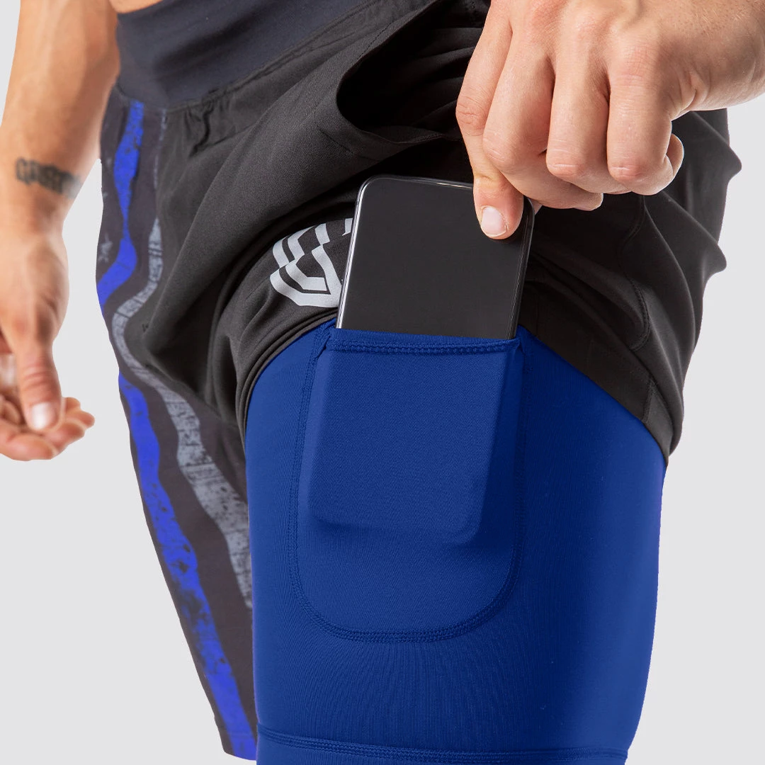 Born Primitive FIrst Responder The Versatile Short W/ Compression (Thin Blue Line Gunmetal W/ Royal Compression Liner) 4 Born Primitive FIrst Responder The Versatile Short W/ Compression (Thin Blue Line Gunmetal W/ Royal Compression Liner)