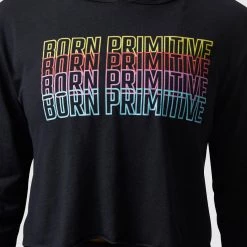 Born Primitive Neon Rainbow Cropped T-Shirt Hoodie (Black) New Arrivals