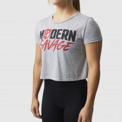 Born Primitive Tops Modern Savage Crop Tee (Heather Grey)