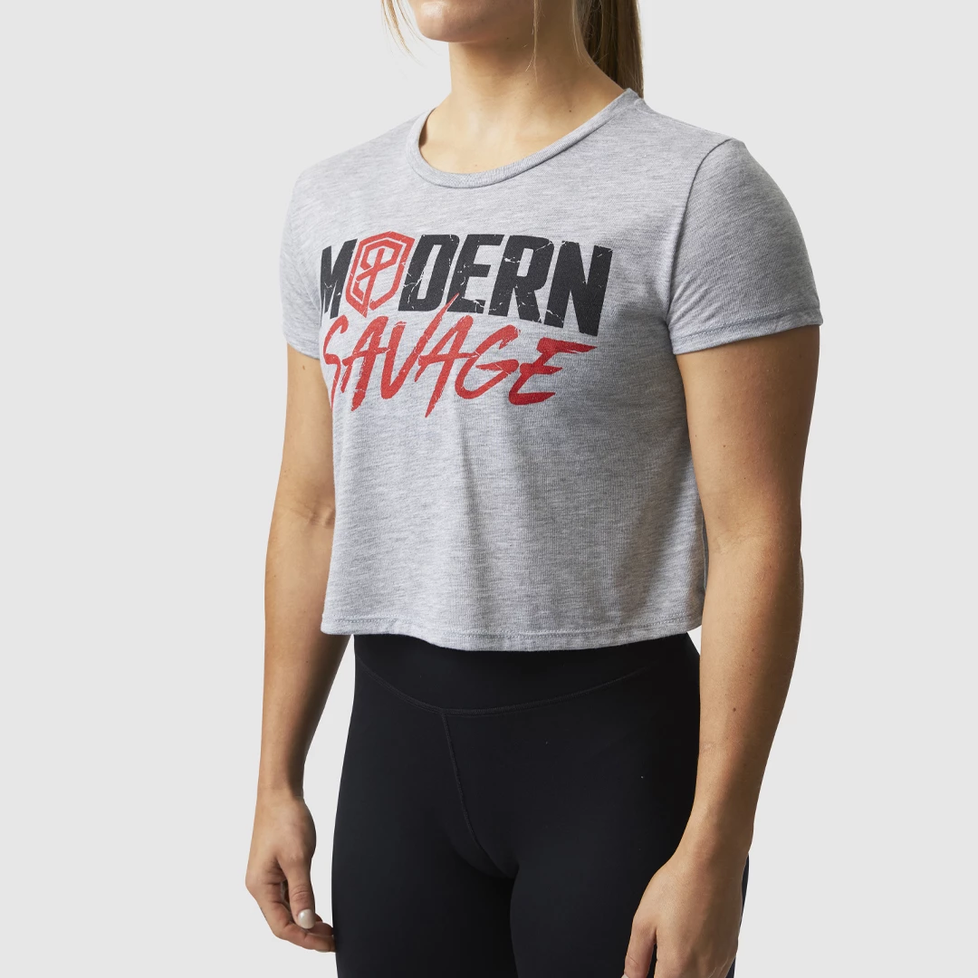 Born Primitive Tops Modern Savage Crop Tee (Heather Grey) 3 Born Primitive Tops Modern Savage Crop Tee (Heather Grey)
