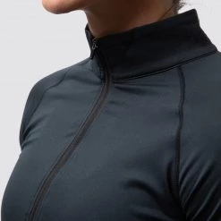 Born Primitive Tops Maternity Zip Neck Athleisure Long Sleeve (Black)