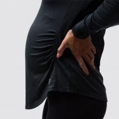 Born Primitive Tops Maternity Zip Neck Athleisure Long Sleeve (Black)