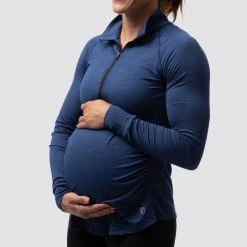 Born Primitive Maternity Zip Neck Athleisure Long Sleeve (Navy)