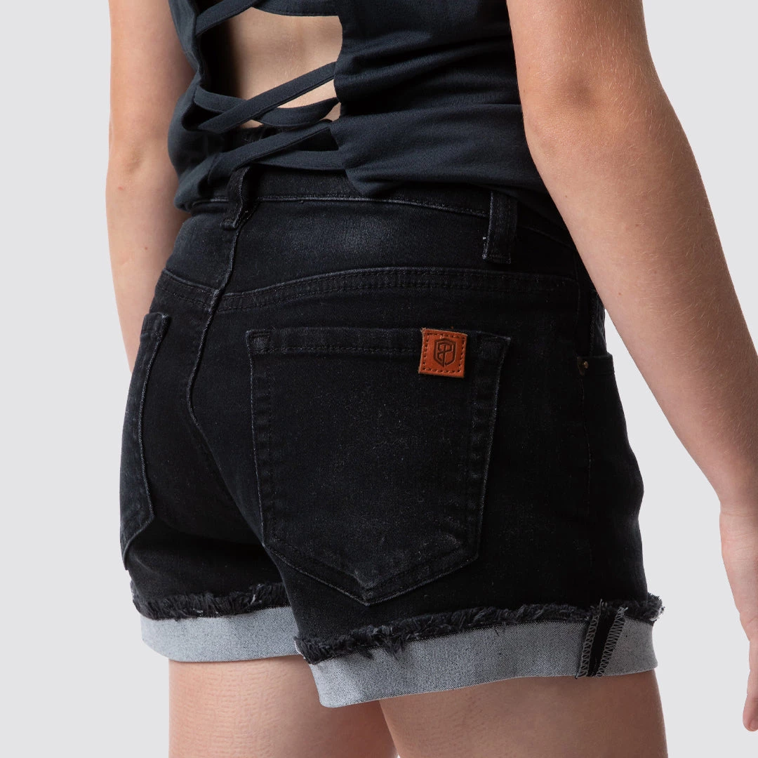 Born Primitive Stretchy Juniors Liberty Jorts (Black Denim) 4 Born Primitive Stretchy Juniors Liberty Jorts (Black Denim)