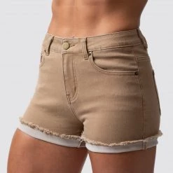 Born Primitive FLEX Stretchy Jean Shorts (Khaki) Athleisure
