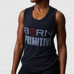 Born Primitive The Brand Tank 2.0 Flowy Muscle Tank (Thin Red Line) Patriotic