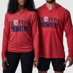 Born Primitive The Brand T-Shirt Unisex Hoodie (Red) Long Sleeves