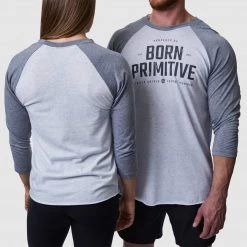 Property Of Born Primitive Unisex Raglan (Heather White/ Premium Heather) Athleisure