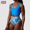 Born Primitive Riptide One Piece Swimsuit (Bright Blue/Iridescent Iris)
