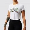 Born Primitive Floral Calligraphy Crop Tee (White) Tops