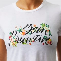 Born Primitive Floral Calligraphy Crop Tee (White) Tops